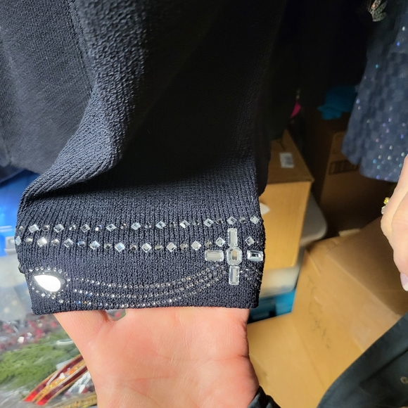 ST JOHN EVENING HUGE SWAROVSKI CRYSTAL BLACK BLAZER JACKET - Picture 5 of 8